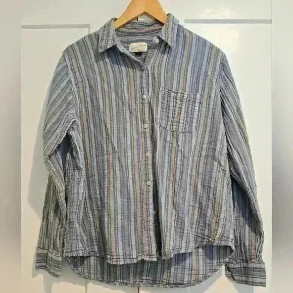 Universal Thread Striped Cotton Button-Down Shirt - Picture 7 of 9